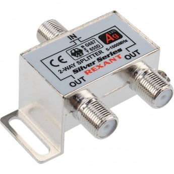 Делитель REXANT ТВ х 2 + 3шт. F box 5-1000 МГц silver