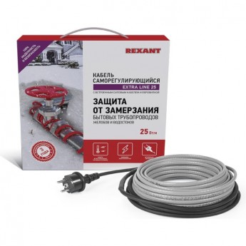 Кабель REXANT EXTRA LINE 25MSR-PB 4 м/100 Вт греющий саморегулирующийся Кабель REXANT EXTRA LINE 25MSR-PB 4 м/100 Вт греющий саморегулирующийся