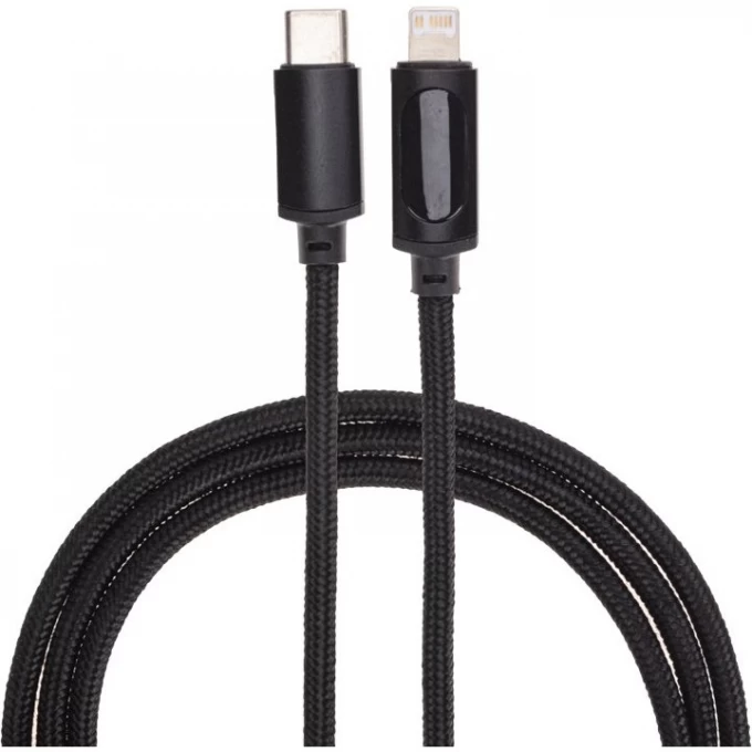 Кабель REXANT Type-C – Lightning для Apple, 3А, 1 м, в черной нейлоновой оплетке, с LED дисплеем 18-7068 Кабель REXANT Type-C – Lightning для Apple, 3А, 1 м, в черной нейлоновой оплетке, с LED дисплеем 18-7068