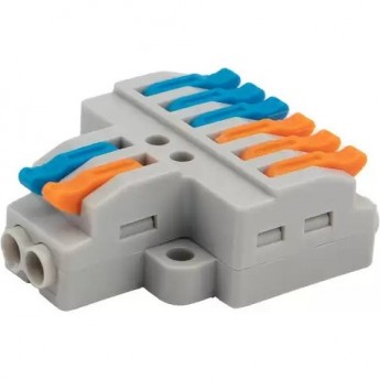 Клемма REXANT СМК 2х3 проходная разветвительная 2 полюса, с монтажной площадкой (1 ввод, 3 вывода на полюс), (5 шт./уп.)