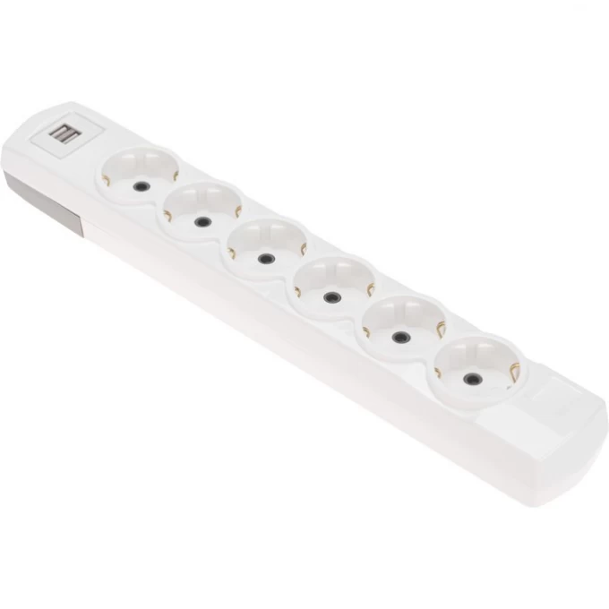 Колодка REXANT PREMIUM 6 гнезд, с/з, 2 USB, белый 13-4407 Колодка REXANT PREMIUM 6 гнезд, с/з, 2 USB, белый 13-4407