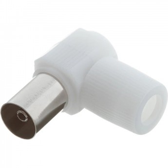 Разъем гнездо TV REXANT без пайки белый угловой