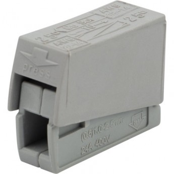 Строительно-монтажная клемма REXANT СМК 224-101 для светильника на 1 проводник серая, 100 шт.