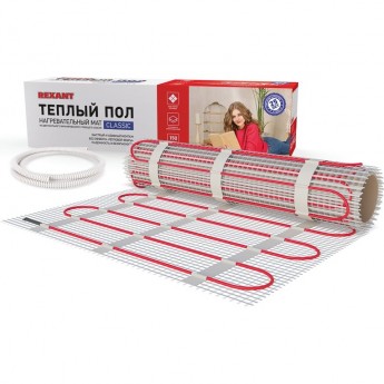 Теплый пол, нагревательный мат REXANT CLASSIC RNX-3.5-525, двухжильный, с экраном, площадь 3.5 м², 0.5х7 м, 525 Вт Теплый пол, нагревательный мат REXANT CLASSIC RNX-3.5-525, двухжильный, с экраном, площадь 3.5 м², 0.5х7 м, 525 Вт