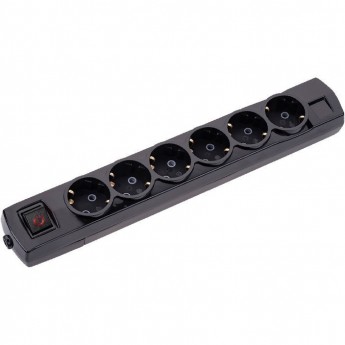 Удлинитель REXANT PREMIUM 6 гнезд, 1,5м, 3х1,5мм², с/з, с выключателем, черный