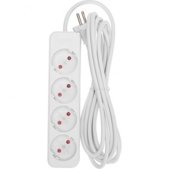 Удлинитель REXANT STANDARD 4 гнезда, 3м, 2х1,0мм², б/з, белый